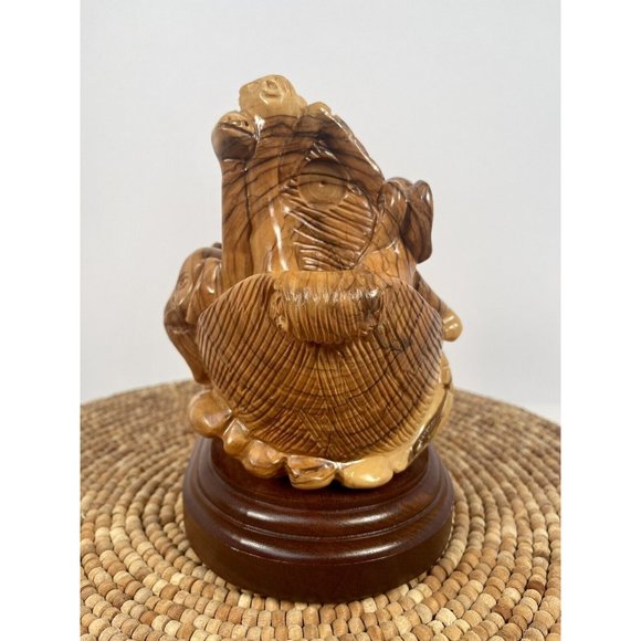 HUGE Intricately Hand Carved Olive Wood Noah's Ark on Wooden Base from Holy Land - Picture 3 of 15